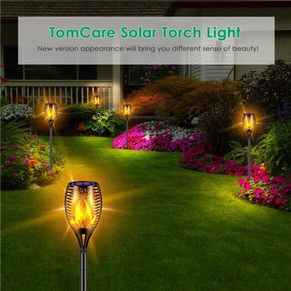 Solar Lights Outdoor 99 LED Higher & Larger Flickering Flame Solar Torch Lights - Picture 5 of 7